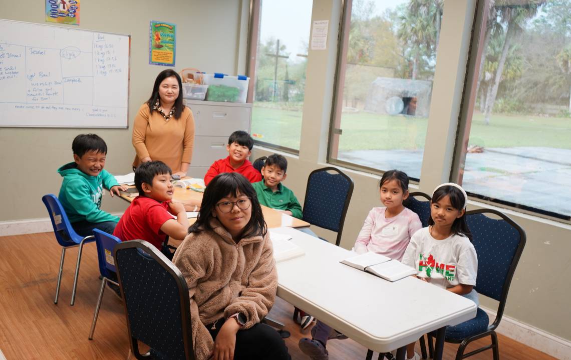 Children learning at church